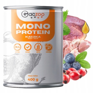 Gaczoo MONO PROTEIN monobiałkowa karma mokra dla psa Kaczka 24 x 400g