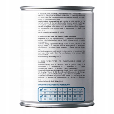 Gaczoo MONO PROTEIN monobiałkowa karma mokra dla psa Tuńczyk 12 x 400g Gaczoo MONO PROTEIN monobiałkowa karma mokra dla psa Tuńczyk 12 x 400g