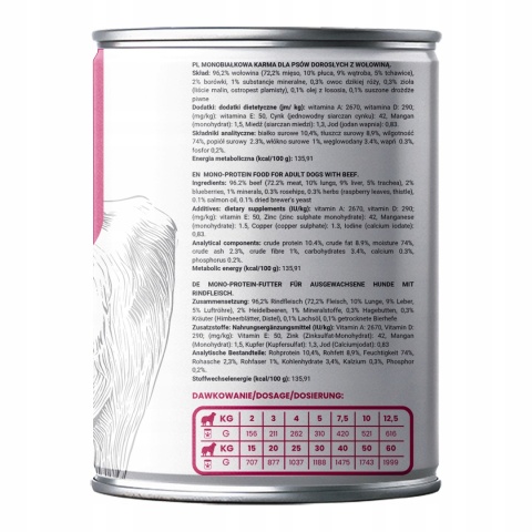 Gaczoo MONO PROTEIN monobiałkowa karma mokra dla psa Wołowina 400g