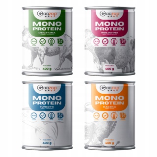 Gaczoo MONO PROTEIN monobiałkowa karma mokra dla psa mix smaków 4 x 400g