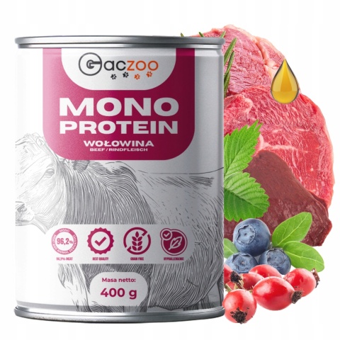 Gaczoo MONO PROTEIN monobiałkowa karma mokra dla psa mix smaków 48 x 400g