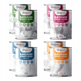 Gaczoo MONO PROTEIN monobiałkowa karma mokra dla psa mix smaków 8 x 400g