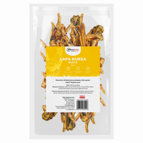 Kurze Łapki przysmak dla psa 200g GACZOO 100% naturalny gryzak Kurze Łapki przysmak dla psa 200g GACZOO 100% naturalny gryzak