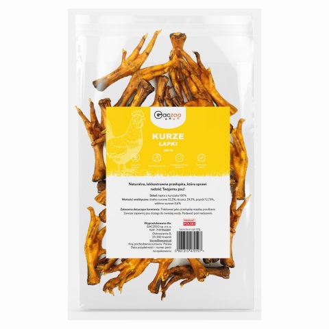 Kurze Łapki przysmak dla psa 500g GACZOO 100% naturalny gryzak Kurze Łapki przysmak dla psa 500g GACZOO 100% naturalny gryzak