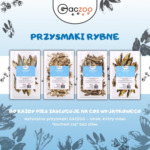 Szprotki Bałtyckie przysmak dla psa 100g GACZOO 100% naturalny gryzak Szprotki Bałtyckie przysmak dla psa 100g GACZOO 100% naturalny gryzak