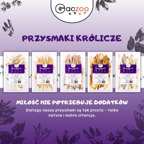 Ucho Królicze przysmak dla psa 10 sztuk GACZOO 100% naturalny gryzak Ucho Królicze przysmak dla psa 10 sztuk GACZOO 100% naturalny gryzak