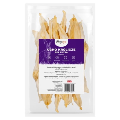 Ucho Królicze przysmak dla psa 10 sztuk GACZOO 100% naturalny gryzak Ucho Królicze przysmak dla psa 10 sztuk GACZOO 100% naturalny gryzak