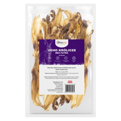 Ucho Królicze przysmak dla psa 20 sztuk GACZOO 100% naturalny gryzak