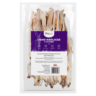 Ucho Królicze z futrem przysmak dla psa 1 kg GACZOO 100% naturalny gryzak