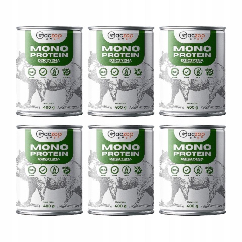 Monobiałkowa karma mokra dla psa Dzik 6 x 400g Gaczoo Mono Protein