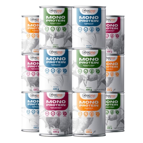 Gaczoo MONO PROTEIN monobiałkowa karma mokra dla psa mix smaków 12 x 400g