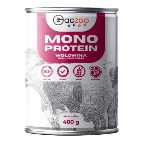 Gaczoo MONO PROTEIN monobiałkowa karma mokra dla psa mix smaków 16 x 400g Gaczoo MONO PROTEIN monobiałkowa karma mokra dla psa mix smaków 16 x 400g