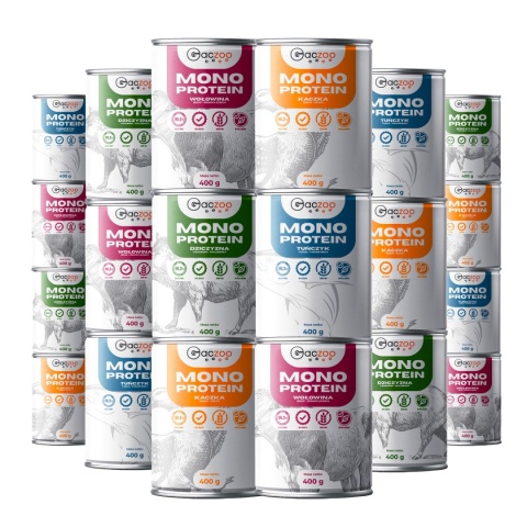 Gaczoo MONO PROTEIN monobiałkowa karma mokra dla psa mix smaków 20 x 400g Gaczoo MONO PROTEIN monobiałkowa karma mokra dla psa mix smaków 20 x 400g