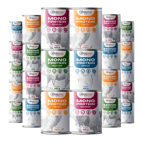Gaczoo MONO PROTEIN monobiałkowa karma mokra dla psa mix smaków 24 x 400g Gaczoo MONO PROTEIN monobiałkowa karma mokra dla psa mix smaków 24 x 400g