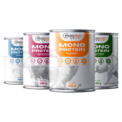 Gaczoo MONO PROTEIN monobiałkowa karma mokra dla psa mix smaków 4 x 400g