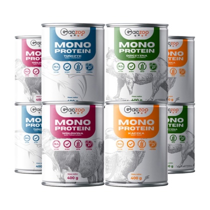 Gaczoo MONO PROTEIN monobiałkowa karma mokra dla psa mix smaków 8 x 400g