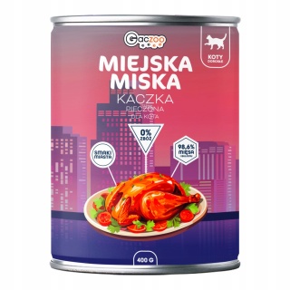 Gaczoo Miejska Miska bez zbóż karma mokra dla kota Kaczka Pieczona 6 x 400g