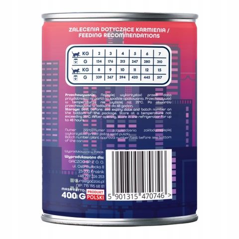 Gaczoo Miejska Miska bezzbożowa karma mokra dla kota Sushi z Rybą 12 x 400g
