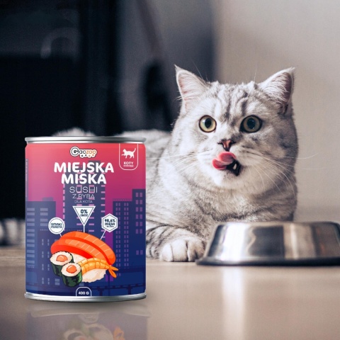 Gaczoo Miejska Miska bezzbożowa karma mokra dla kota Sushi z Rybą 24 x 400g