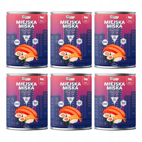 Gaczoo Miejska Miska bezzbożowa karma mokra dla kota Sushi z Rybą 6 x 400g