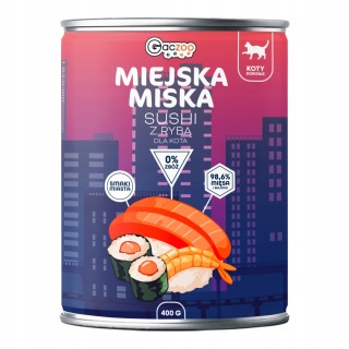 Gaczoo Miejska Miska bezzbożowa karma mokra dla kota Sushi z Rybą 6 x 400g