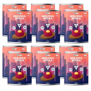 Gaczoo Miejska Miska bezzbożowa karma mokra dla kota Tatar Wołowy 12 x 400g