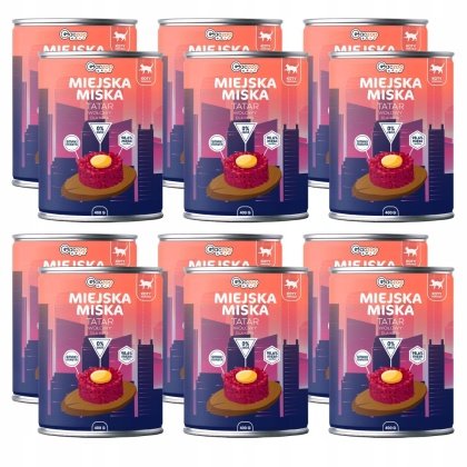 Gaczoo Miejska Miska bezzbożowa karma mokra dla kota Tatar Wołowy 12 x 400g