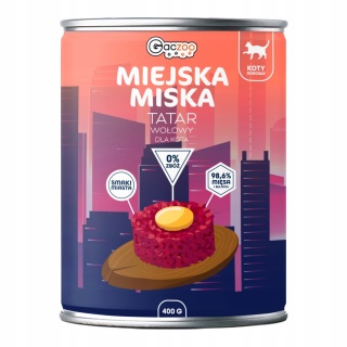 Gaczoo Miejska Miska bezzbożowa karma mokra dla kota Tatar Wołowy 400g