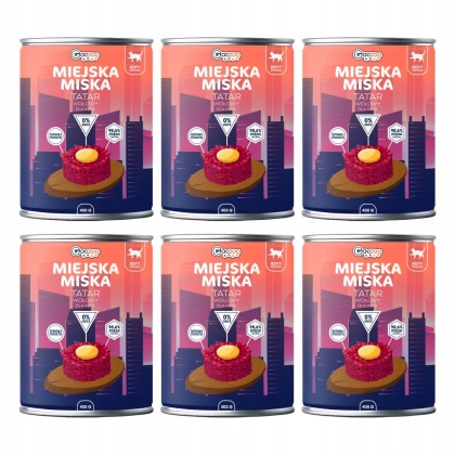 Gaczoo Miejska Miska bezzbożowa karma mokra dla kota Tatar Wołowy 6 x 400g