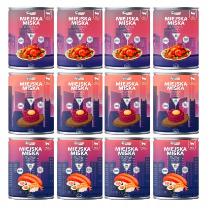 Gaczoo Miejska Miska bezzbożowa karma mokra dla kota mix smaków 12 x 400g