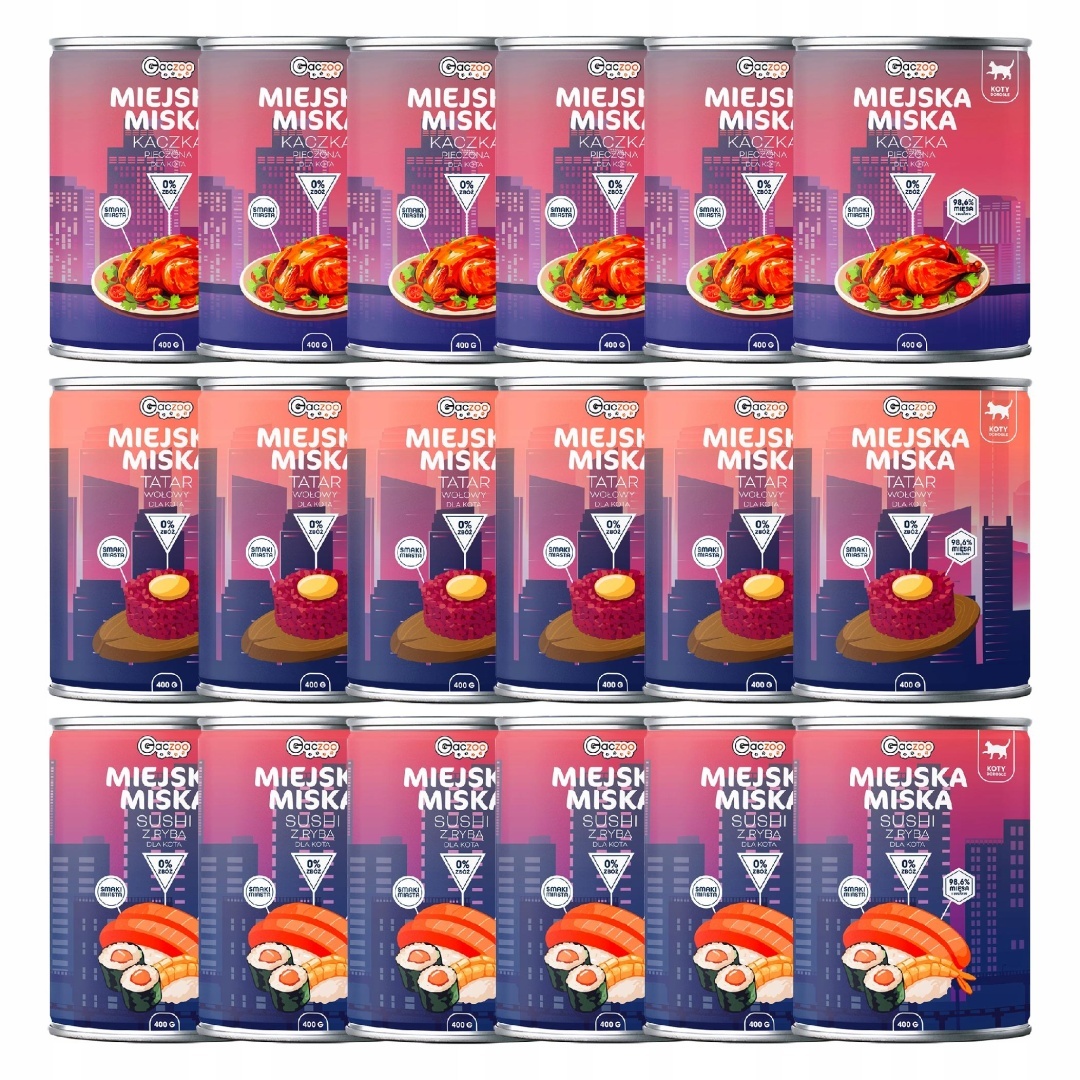 Gaczoo Miejska Miska Mix Smak&oacute;w 18 x 400 g dla kota