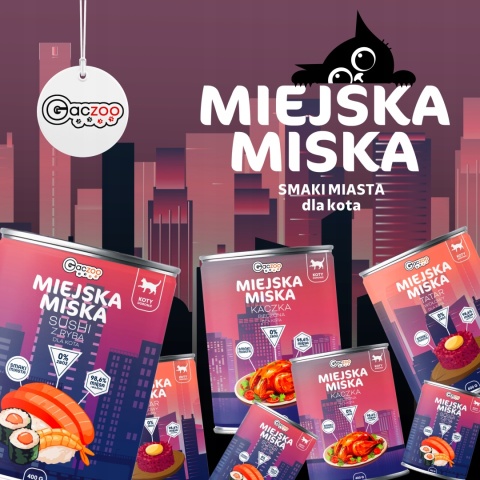 Gaczoo Miejska Miska bezzbożowa karma mokra dla kota mix smaków 20 x 400g
