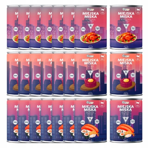 Gaczoo Miejska Miska bezzbożowa karma mokra dla kota mix smaków 24 x 400g