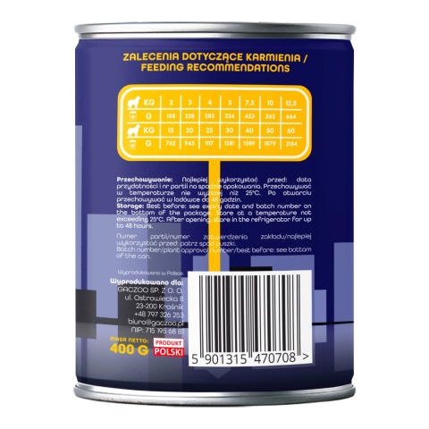 Gaczoo Miejska Miska bezzbożowa karma mokra dla psa Burger Wołowy 12 x 400g