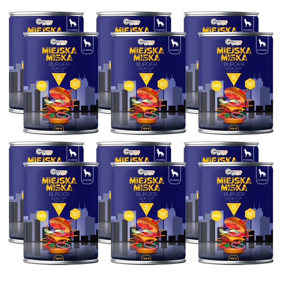 Gaczoo Miejska Miska Burger Wołowy 12 x 400 g