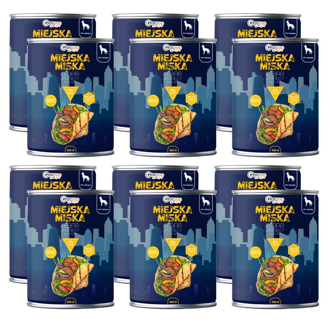 Gaczoo Miejska Miska Kebab Jagnięcy 12 x 400 g
