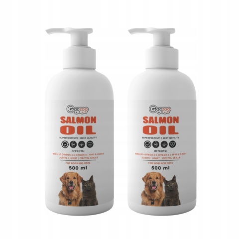 Gaczoo Olej z łososia dla psa i kota Omega Atlantic Salmon Oil 2 x 500ml