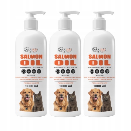 Gaczoo Olej z łososia dla psa i kota Omega Atlantic Salmon Oil 3 x 1000ml
