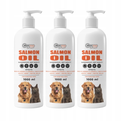Gaczoo Olej z łososia dla psa i kota Omega Atlantic Salmon Oil 3 x 1000ml