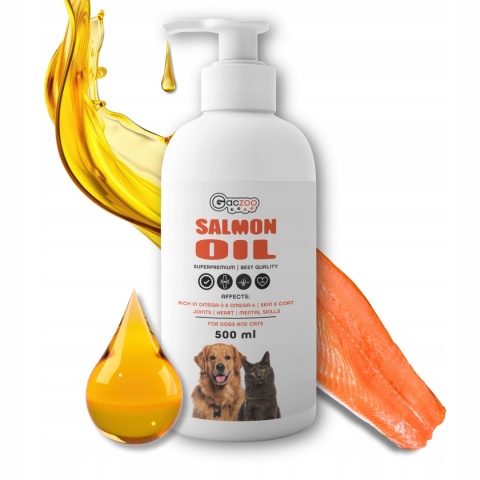 Gaczoo Olej z łososia dla psa i kota Omega Atlantic Salmon Oil 3 x 500ml