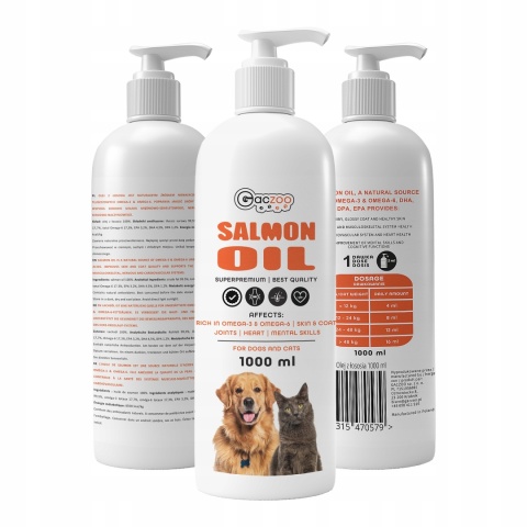 Gaczoo Olej z łososia dla psa i kota Omega Salmon Oil mix 500ml + 1000ml
