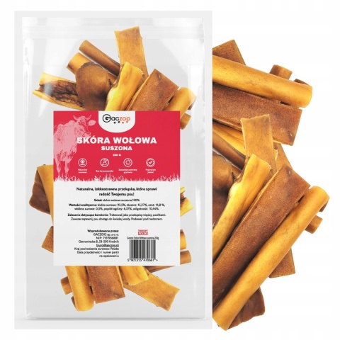 Suszona Skóra Wołowa naturalny przysmak dla psa 200g Gaczoo gryzaki
