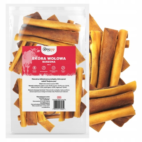 Suszona Skóra Wołowa naturalny przysmak dla psa 500g Gaczoo gryzaki