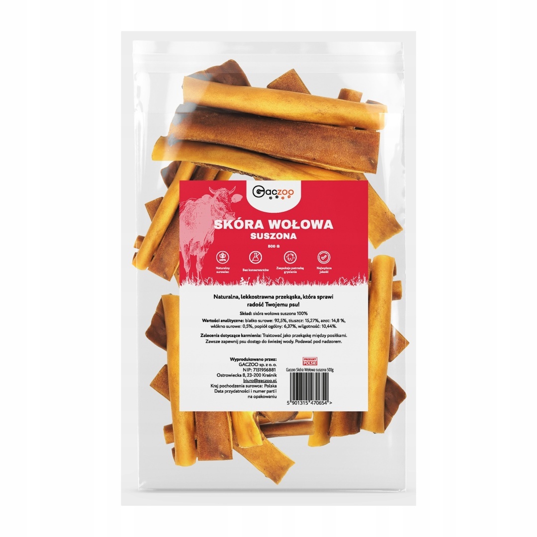 Gaczoo Suszona Sk&oacute;ra Wołowa 500 g