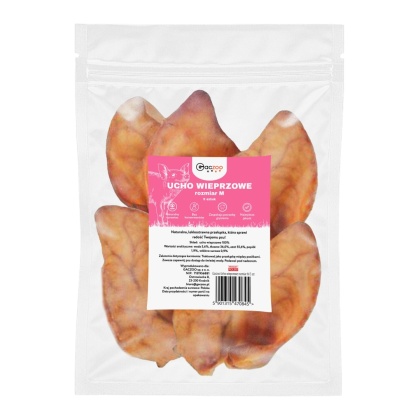 Naturalny przysmak dla psa Ucho Wieprzowe rozmiar M 5 sztuk smaczki gryzaki gaczoo