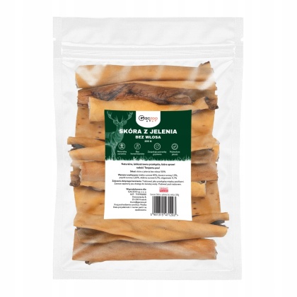 Przysmak dla psa Skóra z jelenia bez włosa 200g GACZOO naturalny gryzak