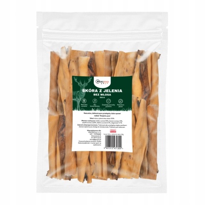 Przysmak dla psa Skóra z jelenia bez włosa 500g GACZOO naturalny gryzak
