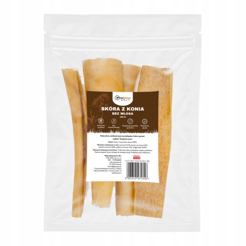 Przysmak dla psa Skóra z konia bez włosa 100g GACZOO naturalny gryzak