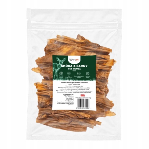Przysmak dla psa Skóra z sarny bez włosa 500g GACZOO naturalny gryzak