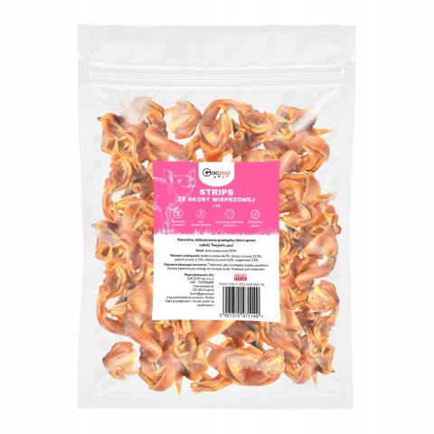 Przysmak dla psa Strips ze skóry wieprzowej 1 kg GACZOO naturalny